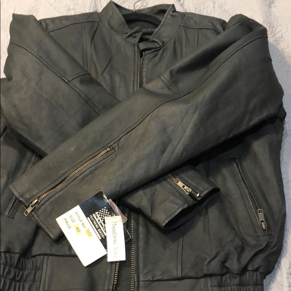 Leather biker jacket - Picture 5 of 8